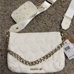 Madden Girl White Quilted Crossbody Bag